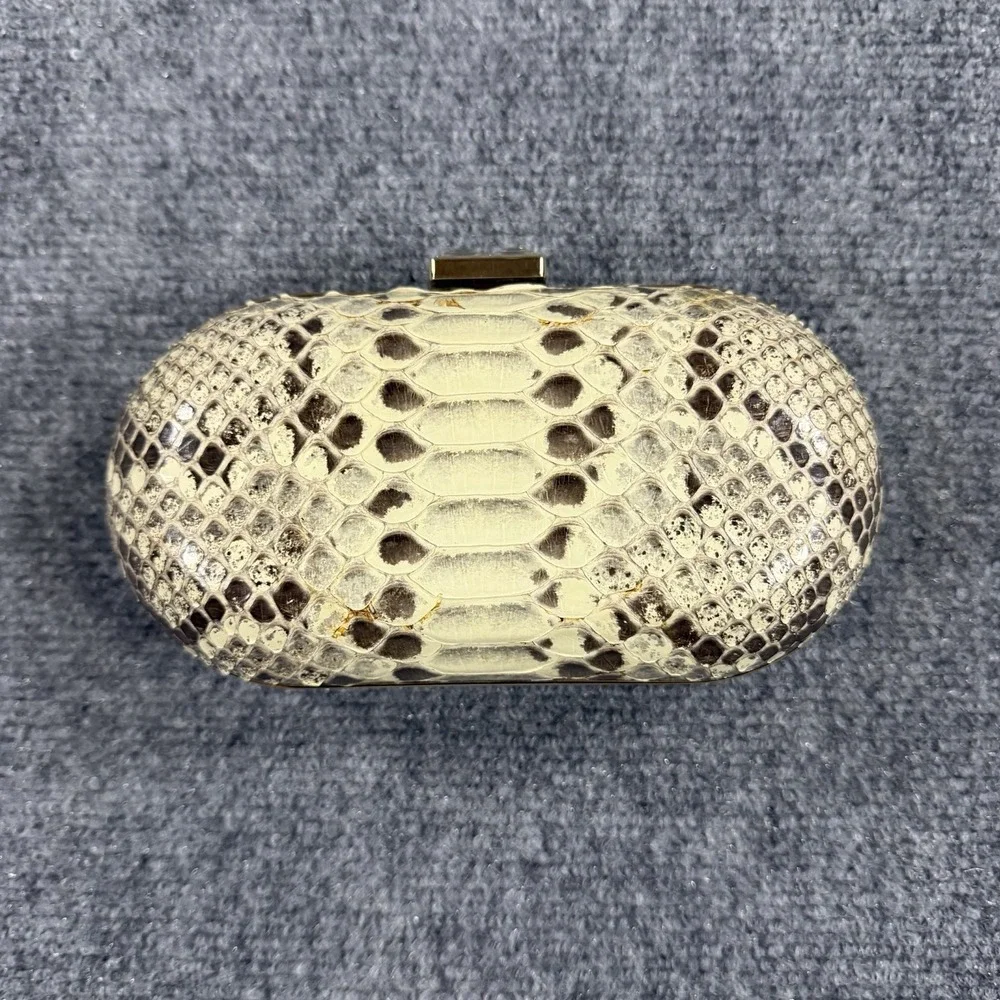 Cape Cobra Genuine Python Clasp Bag Metal Chain Strap Small Read